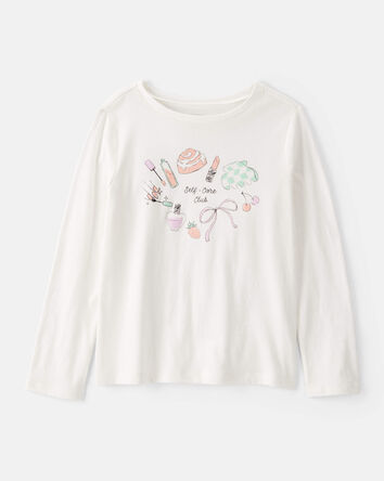 Girls 'Self Care' Long-Sleeve Graphic Tee - Ivory, 
