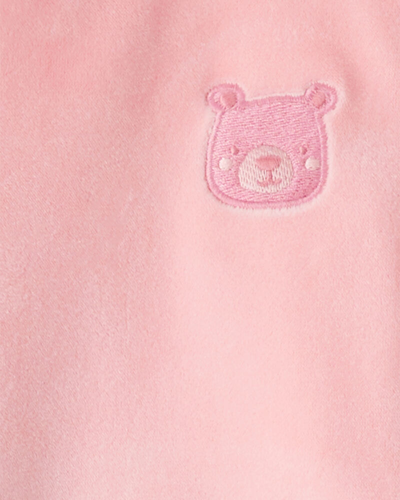 Toddler Girl Bear Velour Hoodie & Pant Set - Pink, image 4 of 5 slides