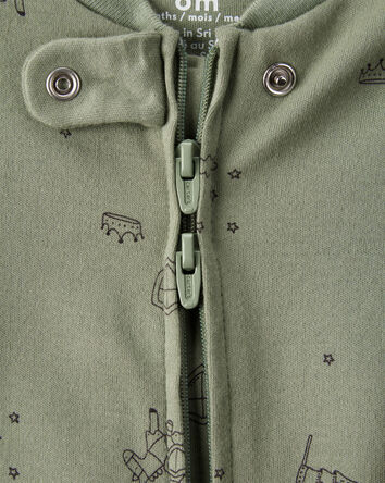 B&eacute;b&eacute; gar&ccedil;on - Grenouill&egrave;re en coton &agrave; manches longues et motif dragon - Vert, 