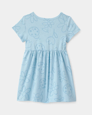 Baby Girl Floral Ladybug Short-Sleeve Dress - Blue, 