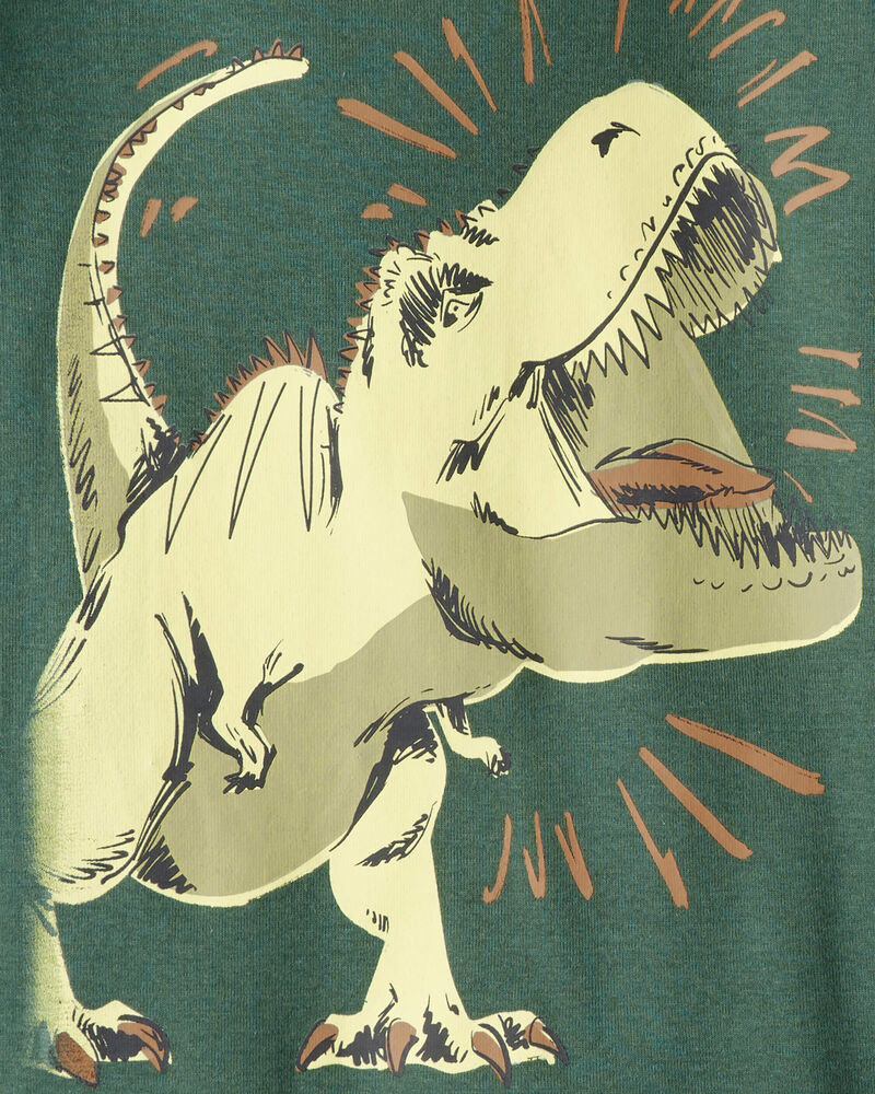 Boys Dinosaur Print 100% Cotton Long-Sleeve 4-Piece Pyjamas - Green, image 2 of 4 slides