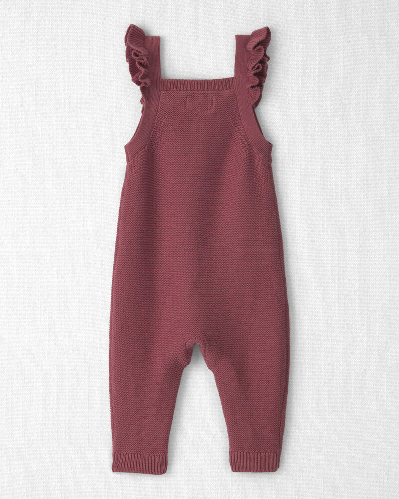 Baby Girl Organic Cotton Sweater Knit Overalls, image 3 of 6 slides