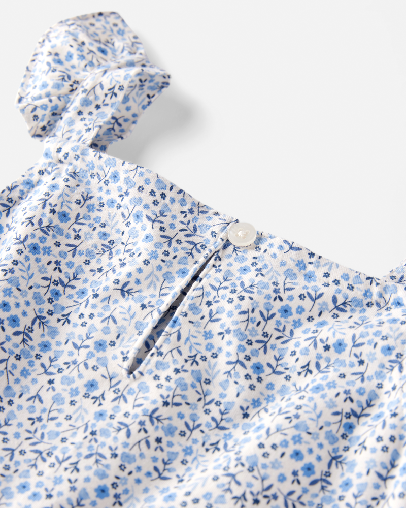 Toddler Organic Cotton Floral-Print Dress in Blue, image 3 of 4 slides