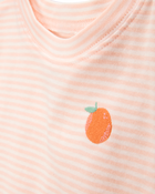 Baby Orange Print Snug Fit Cotton 4-Piece Pyjamas, image 2 of 5 slides