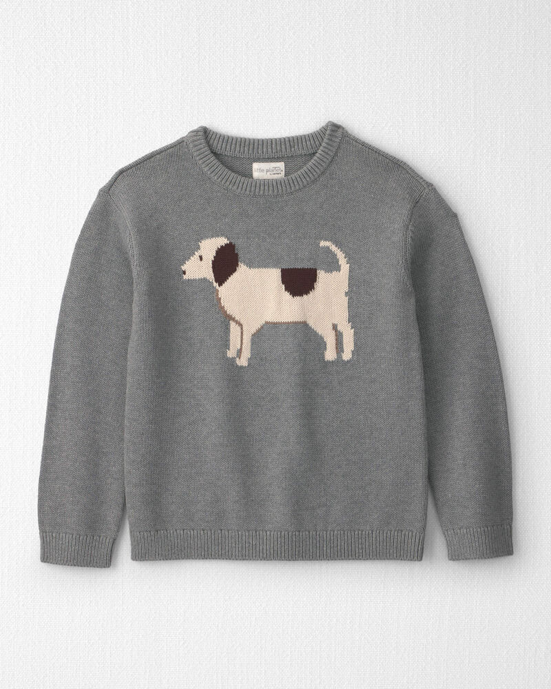 Jeune - Chandail en tricot de coton biologique &agrave; motif chien, image 1 sur 4 diapositives