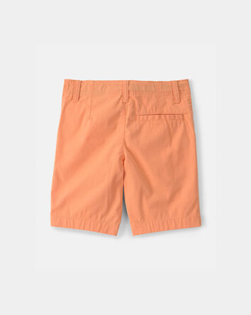Boys Twill Flat-Front Shorts - Orange, 