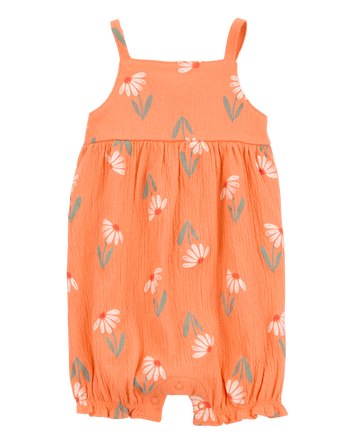 Baby Floral Tank Romper - Orange, 