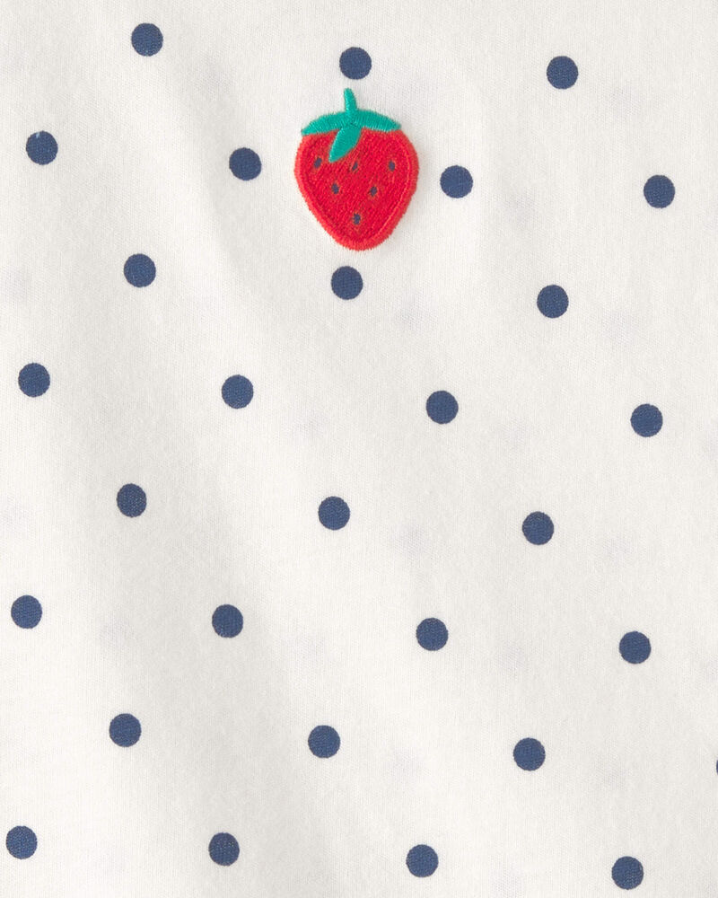 Tout-petit fille - Haut &agrave; motif de pois et fraise - Blanc, image 3 sur 3 diapositives