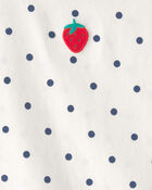 Tout-petit fille - Haut &agrave; motif de pois et fraise - Blanc, image 3 sur 3 diapositives