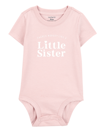 Baby Little Sister Short-Sleeve Bodysuit - Pink, 