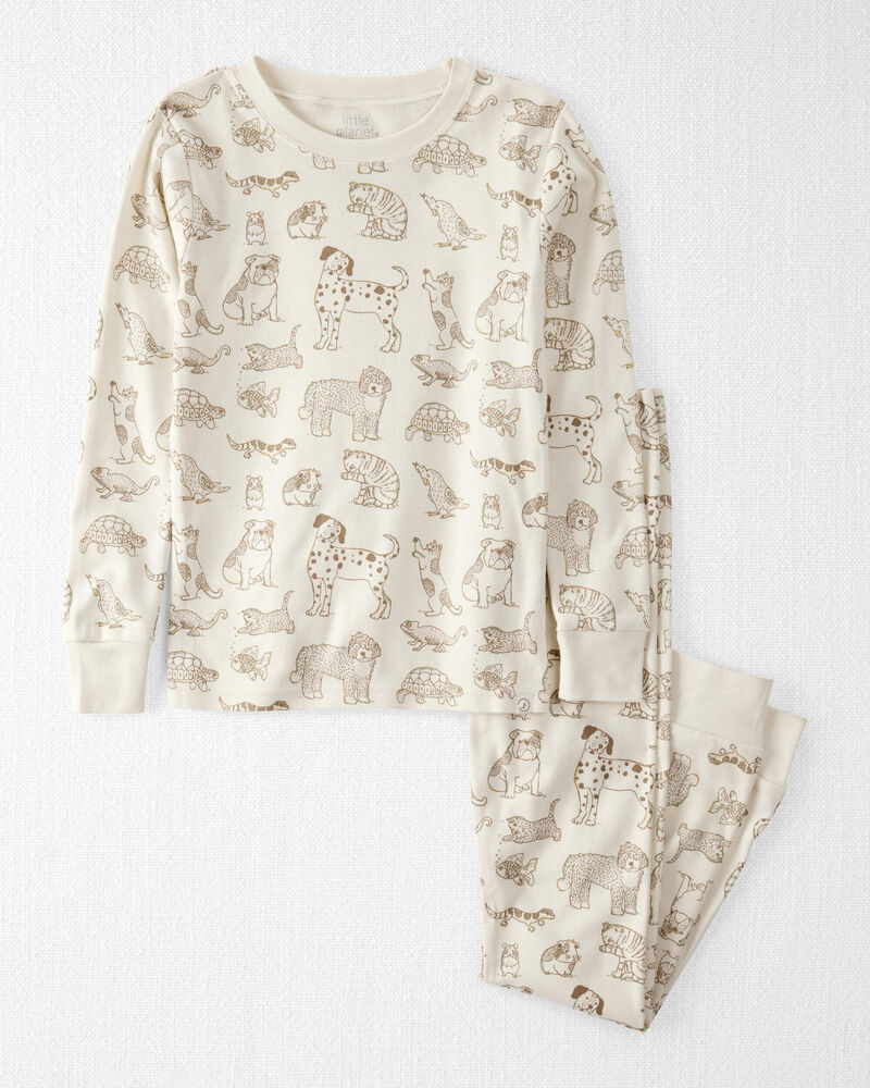 Kid Pet Print Organic Cotton 2-Piece Pyjamas, image 1 of 4 slides