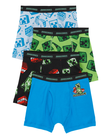 Kid 4-Pack Minecraft Boxer Briefs Underwear, 