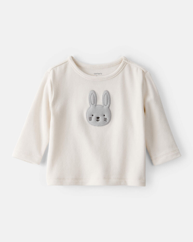 Baby Girl Bunny Long-Sleeve Tee - Ivory, image 1 of 3 slides