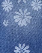 Girls Dark Wash Floral Denim Jacket - Blue, image 3 of 4 slides