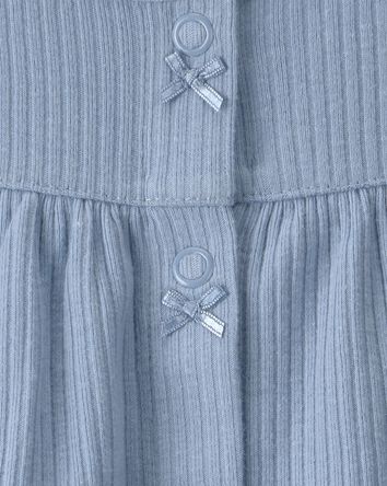 Baby Girl Rib Short-Sleeve Romper - Blue, 