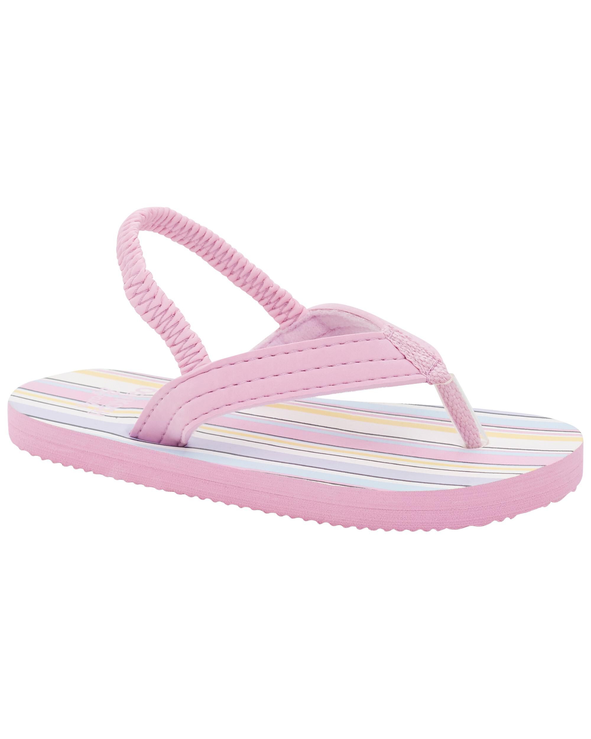 Girls pink flip flops sales