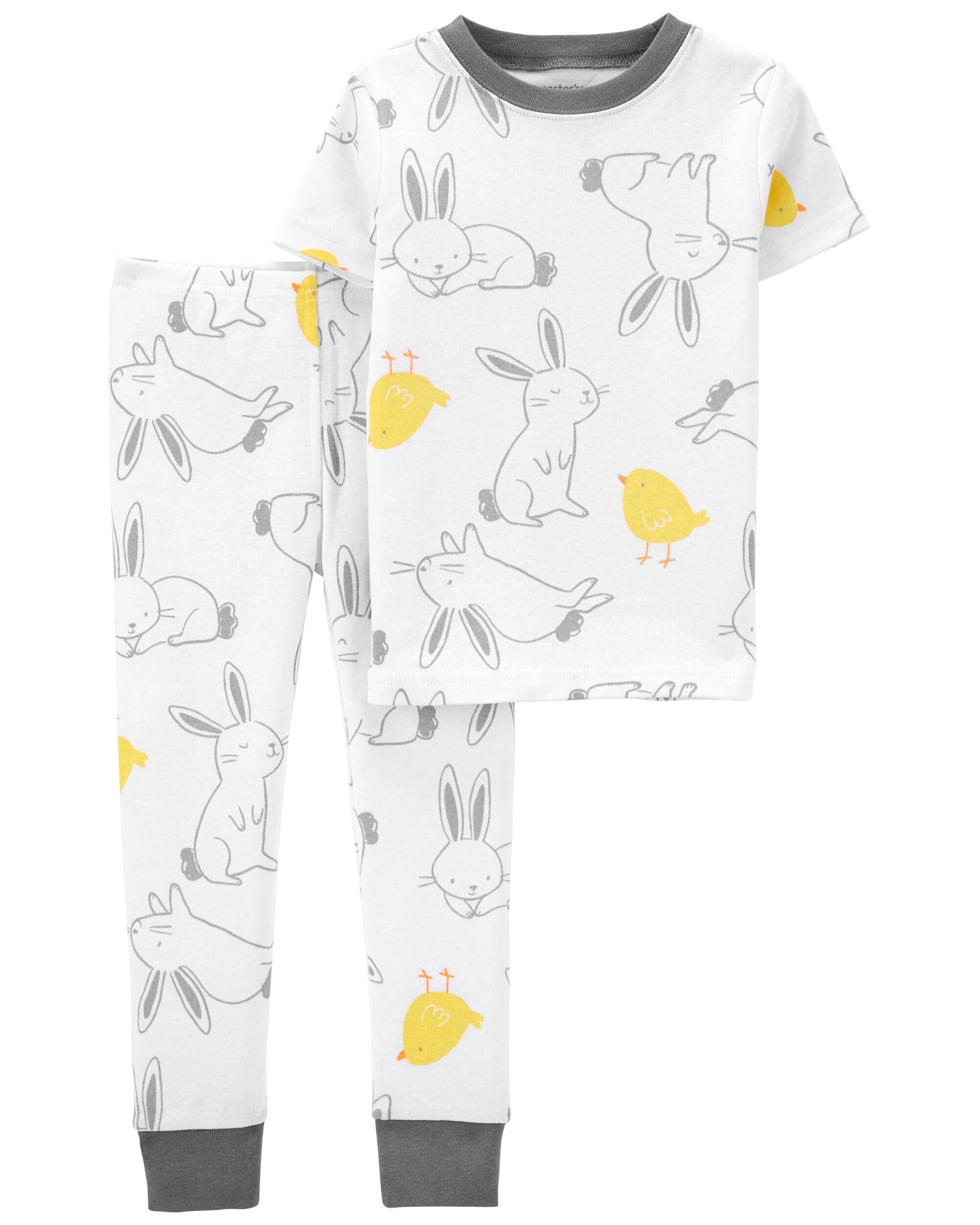 White Grey 2 Piece Easter 100 Snug Fit Cotton PJs Carter s