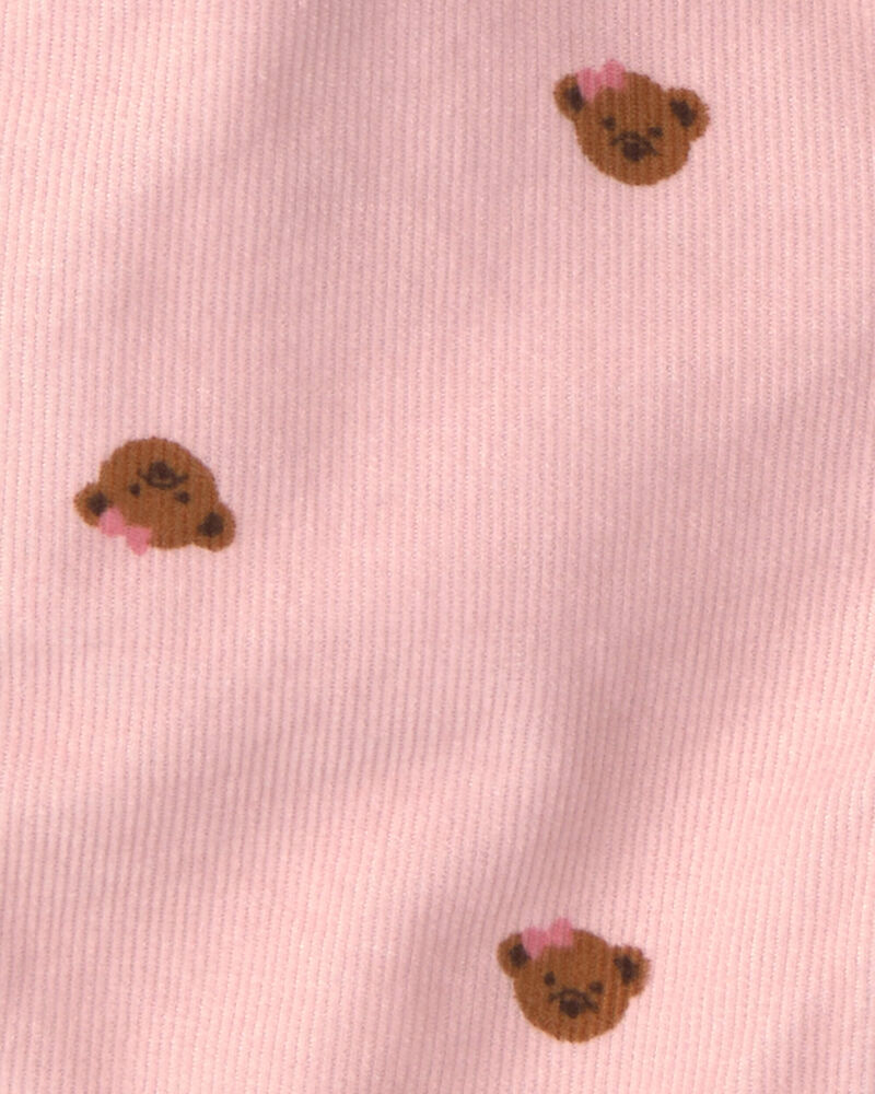 B&eacute;b&eacute; fille - Salopette en velours c&ocirc;tel&eacute; &agrave; motif ourson &ndash; Rose, image 3 sur 3 diapositives