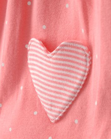 B&eacute;b&eacute; fille - Barboteuse &agrave; manches courtes avec poche, coeur - Corali, 