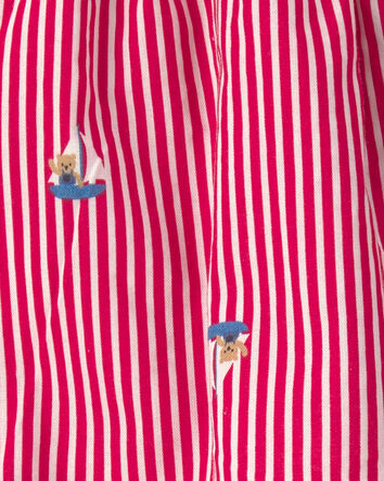 Baby Girl 2-Piece Teddy Bear Sailboat Top & Short Set - Red, 