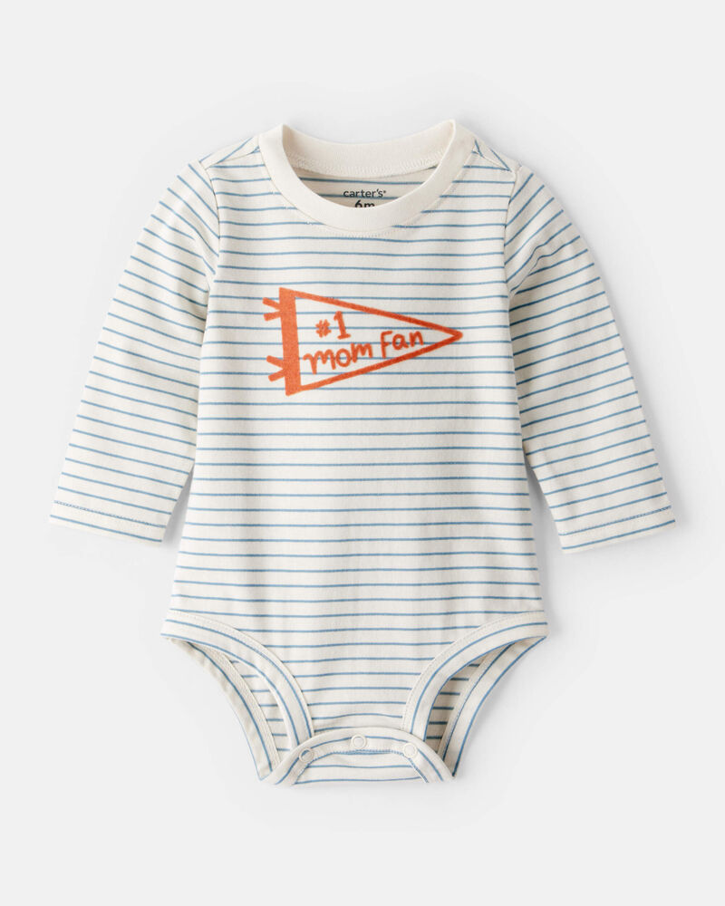Baby Boy Mom Fan Long-Sleeve Graphic Bodysuit, image 1 of 4 slides