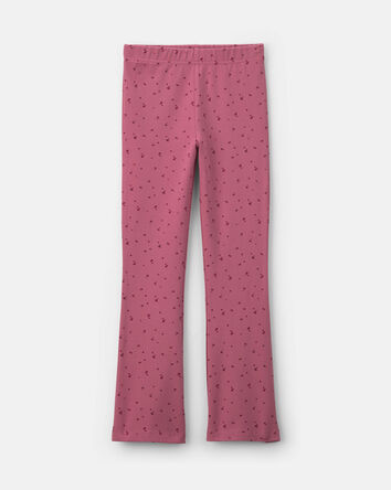 Girls Heart Cotton Pull-On Stretch Flare Leggings - Pink, 