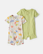 Baby 2-Pack Beach PurelySoft&trade; 1-Piece Pyjama - Green/Ivory, image 1 of 7 slides