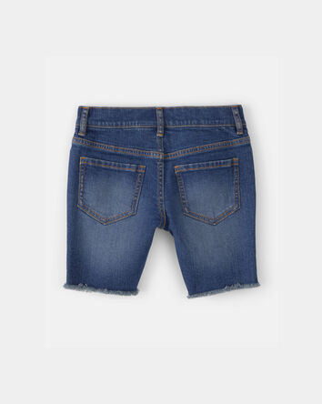 Girls Frayed Denim Skimmer Shorts - Dark Wash, 