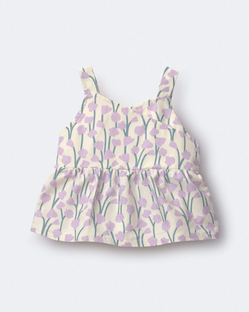 Toddler Girl Peplum Tank Top in Wildflower Print - Cream, image 2 of 6 slides