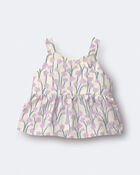 Toddler Girl Peplum Tank Top in Wildflower Print - Cream, image 2 of 6 slides