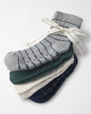 Toddler 4-Pack No-Slip Ankle Socks Made with Organic Cotton, 