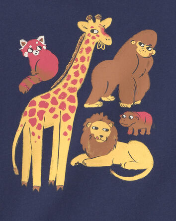 Toddler Boy Safari Animals Long-Sleeve Graphic Tee - Navy Blue, 