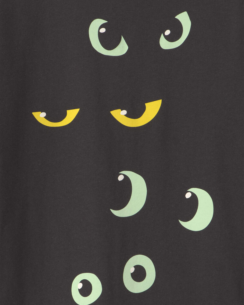Jeune - T-shirt manches longues &agrave; imprim&eacute; de yeux d&rsquo;Halloween &ndash; Noir, image 2 sur 2 diapositives