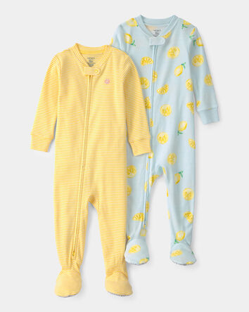 Toddler 2-Pack Lemon Snug Fit 1-Piece Pyjama Set - Yellow/Blue, 