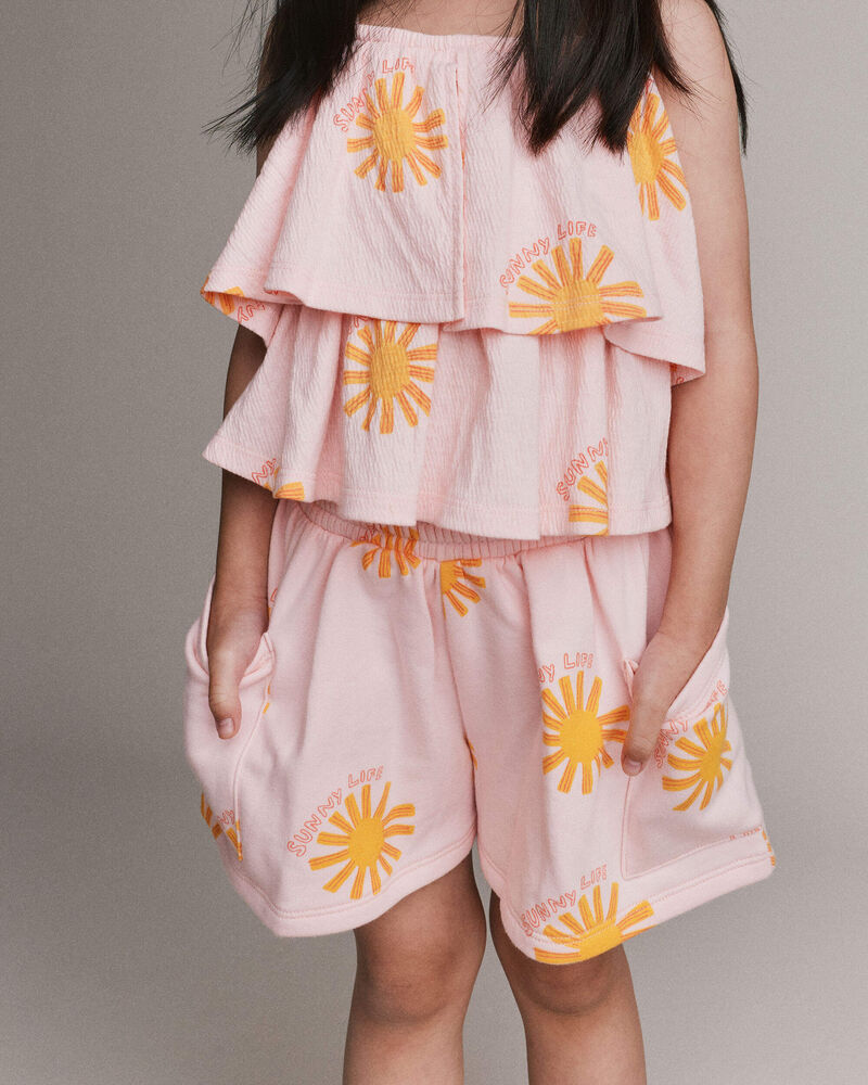 Tout-petit fille - Short ample avec poches &agrave; imprim&eacute; Rayon de soleil - Rose, image 1 sur 7 diapositives