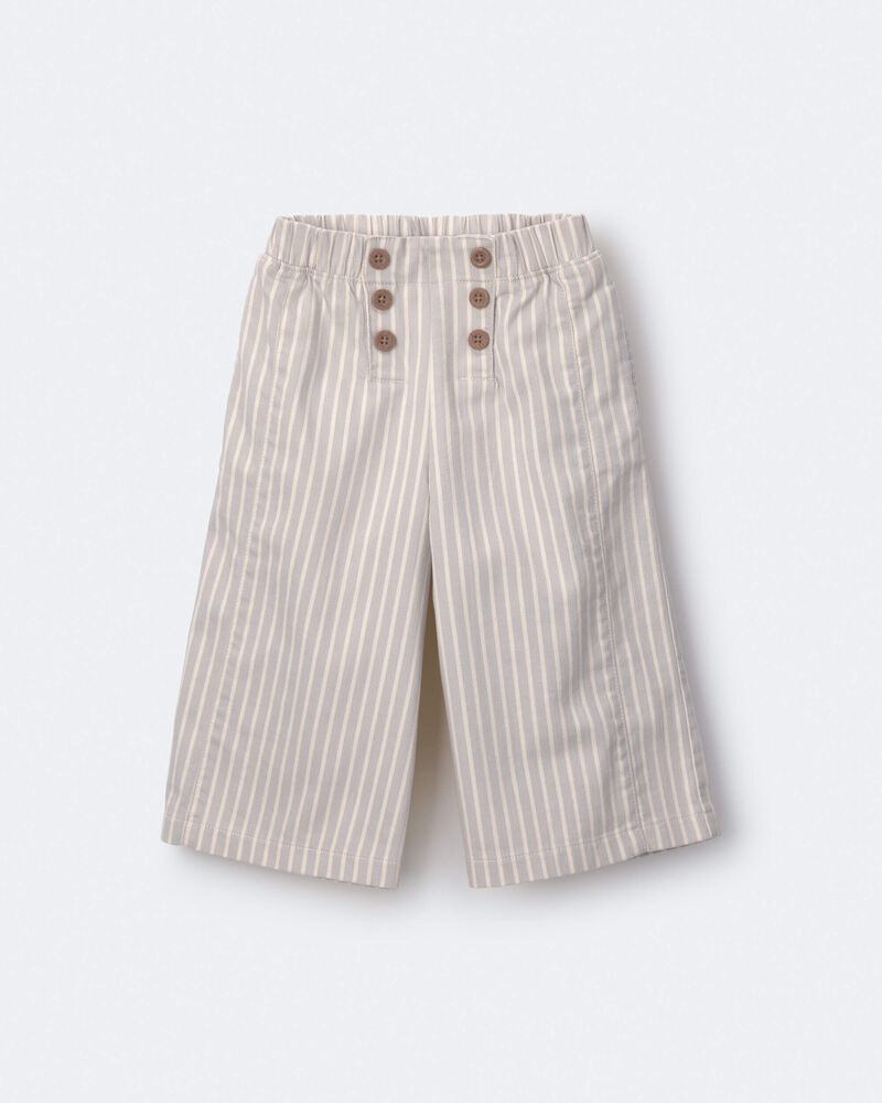 Toddler Girl Sailor Pant in Stripes - Cream/Grey, image 2 of 7 slides