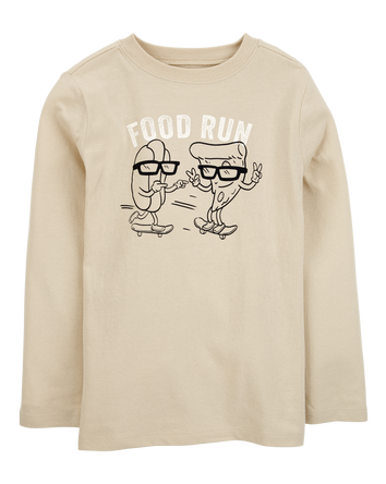Kid Food Cotton Blend Tee - Khaki, 