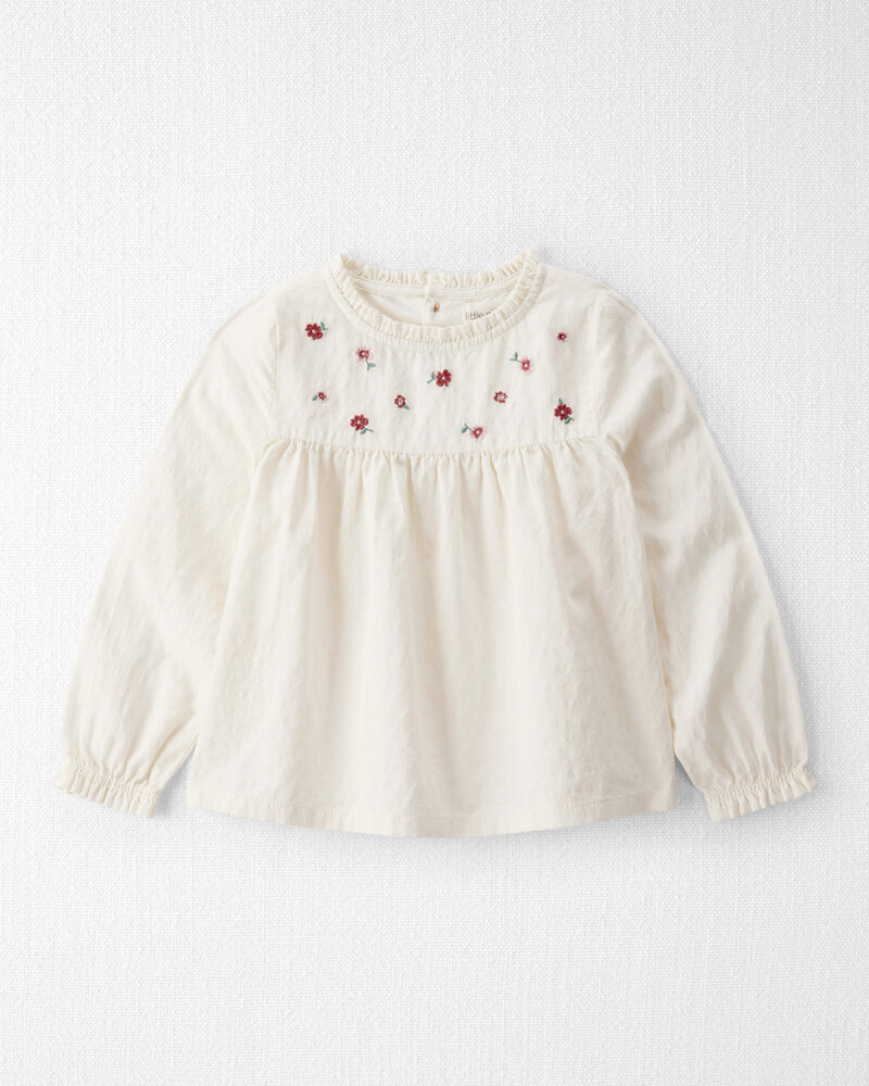 Toddler Girl Organic Cotton Floral Print Long-Sleeve Top, image 1 of 4 slides