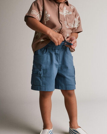 Toddler Boy Cargo Short with Zipper Pocket - Slate, 