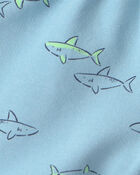 B&eacute;b&eacute; gar&ccedil;on - Ensemble 2 pi&egrave;ces haut et short &agrave; requin - Bleu, image 3 sur 3 diapositives