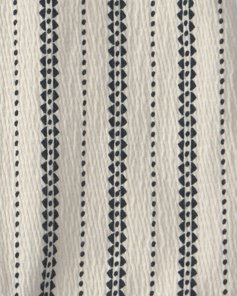 Baby Boy Striped Short-Sleeve Romper - Black/Ivory, image 4 of 5 slides