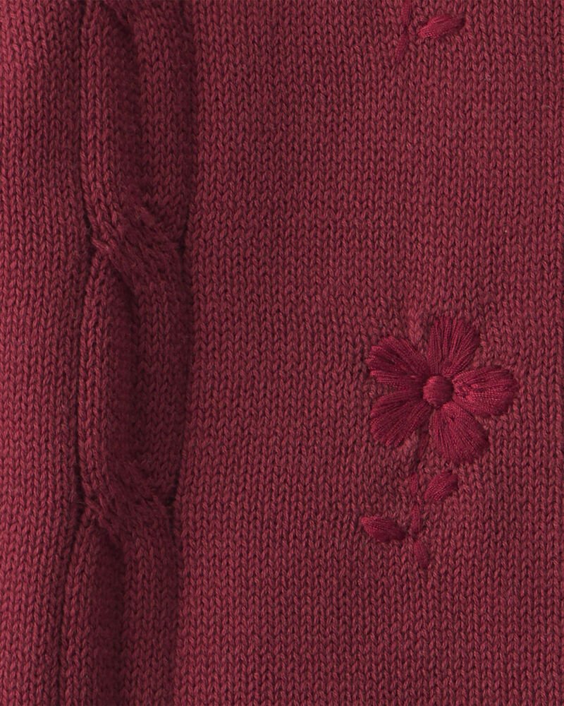 Toddler Girl Organic Cotton Sweater Knit Embroidered Cardigan, image 3 of 4 slides