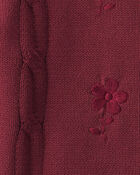 Toddler Girl Organic Cotton Sweater Knit Embroidered Cardigan, image 3 of 4 slides