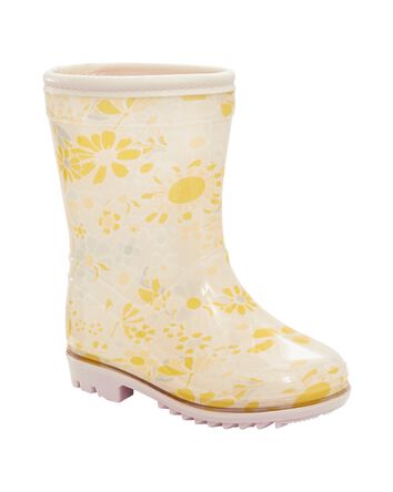 Floral Print Rain Boots, 