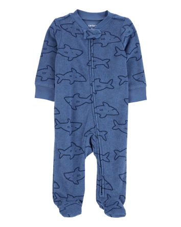 Baby Shark Print 2-Way Zip Terry Sleeper, 