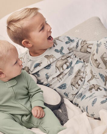 Kid 2-Piece Organic Cotton Safari-Print Pyjamas, 