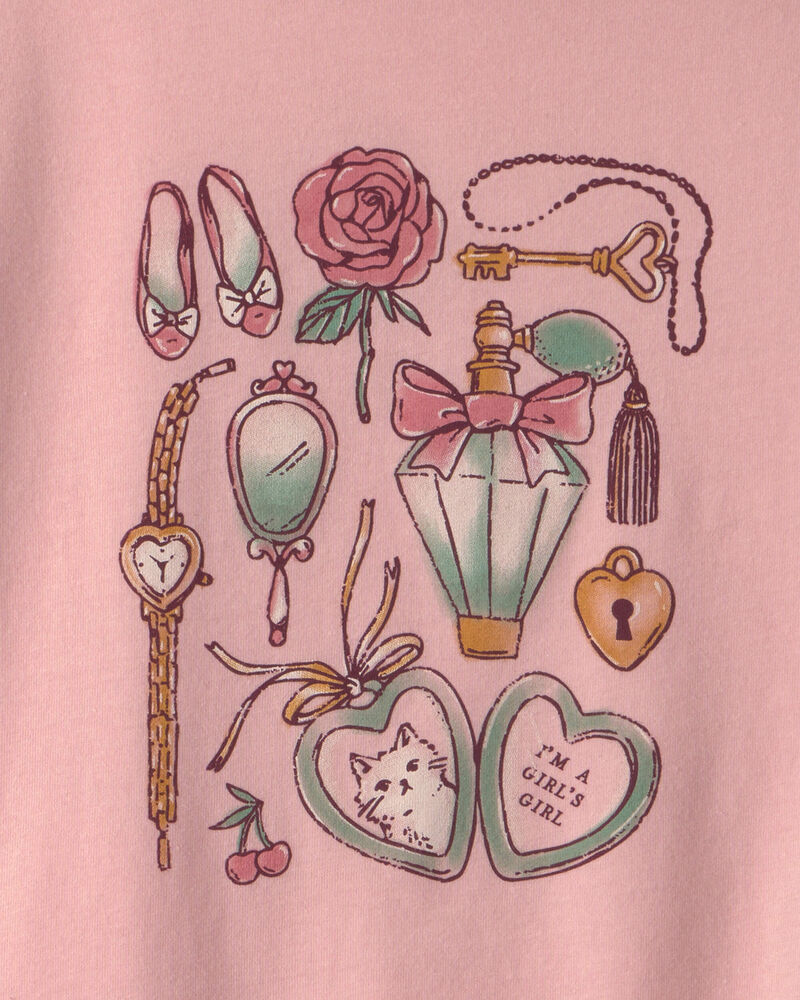 Filles - T-shirt manches longues &agrave; imprim&eacute; d&rsquo;objets f&eacute;minins &ndash; Rose, image 2 sur 2 diapositives