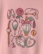 Filles - T-shirt manches longues &agrave; imprim&eacute; d&rsquo;objets f&eacute;minins &ndash; Rose, image 2 sur 2 diapositives