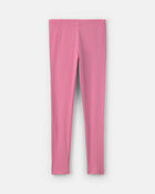 Girls Pull-On Stretch Rib Leggings - Pink, image 2 of 4 slides