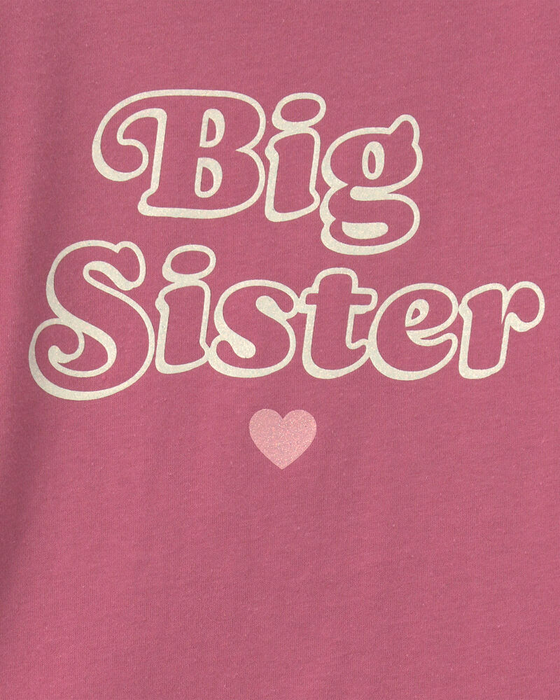 Toute-petit fille - T-shirt manches longues &agrave; imprim&eacute; &laquo;Big Sister&raquo; - Rose, image 2 sur 2 diapositives